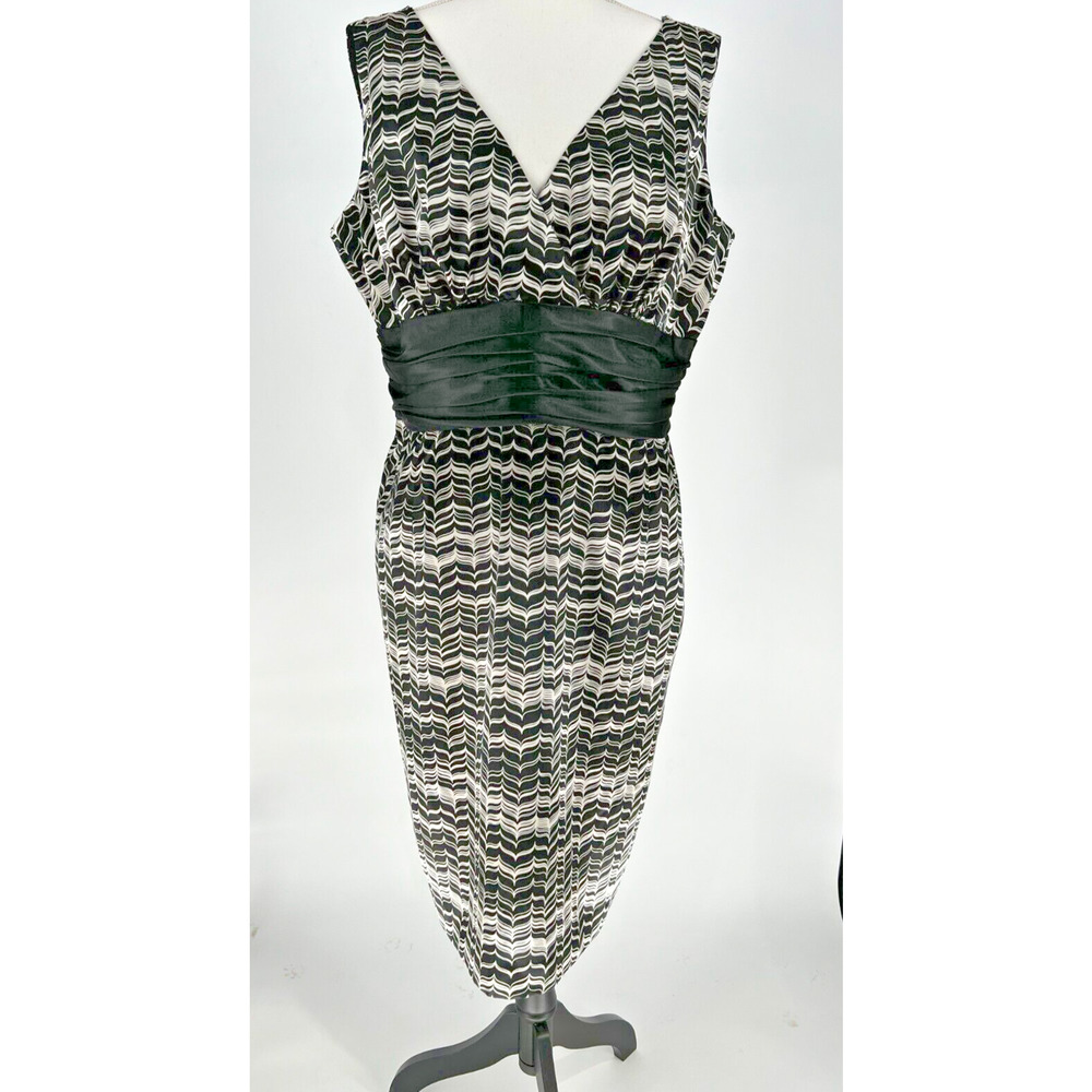 London Times Womens Black & White Dress V Neck Sleeveless Plus Size 18W